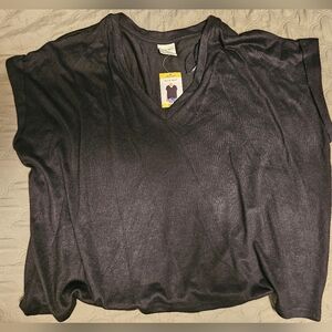 Women's Black V-Neck Overaized Top